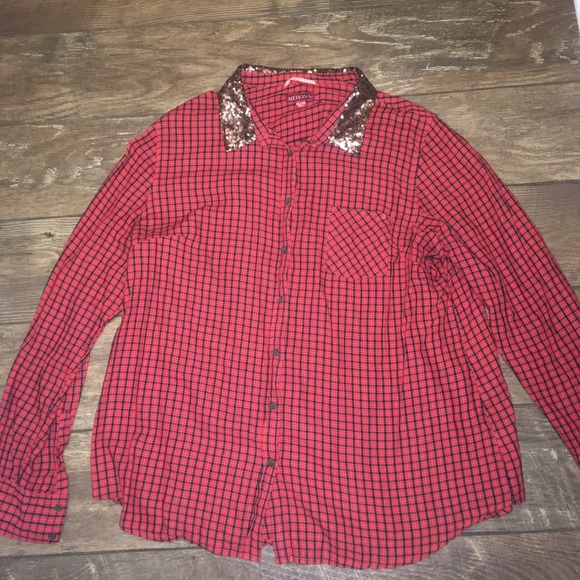 Sequin Collared Flannel - Picture 1 of 3